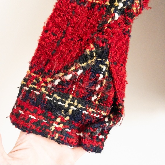 Zara Red Textured Tweed Oversized Shacket - Picture 12 of 12